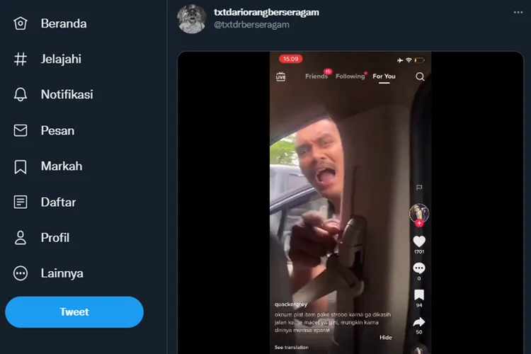 Viral, Pengemudi Mobil Pakai Hitam Pakai Sirine Cekcok di Jalanan