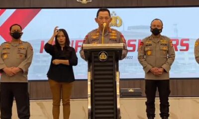 Tangkapan Layar Konferensi Pers Kapolri di Mabes Polri, Jakarta.