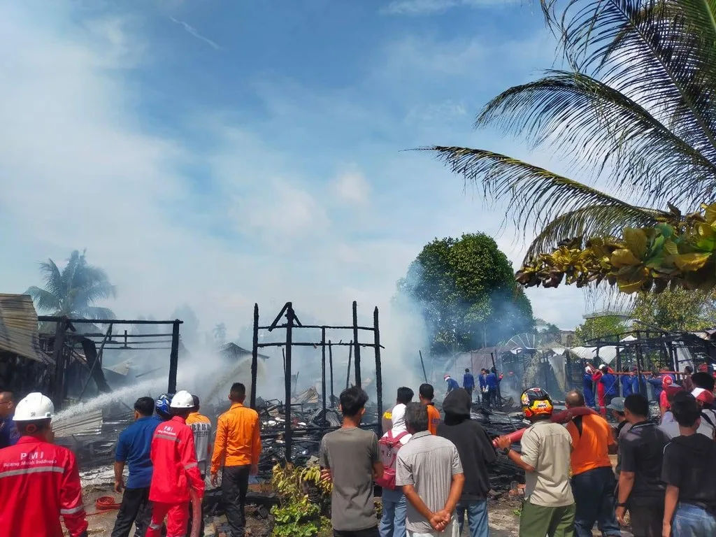 Sebanyak 5 rumah berbahan kayu di Kabupaten Tanjung Jabung Barat, Jambi, kebakaran. (ist)