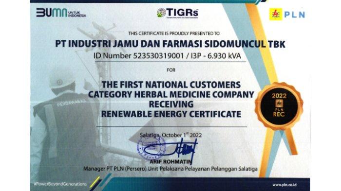 Seluruh produksi Sido Muncul telah menggunakan energi ramah lingkungan