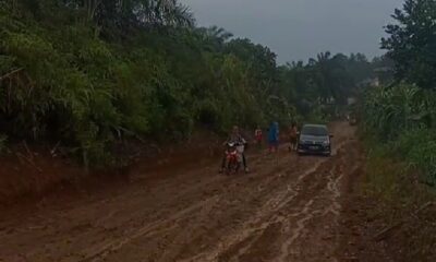 Jalan rusak yang viral di akun Tiktok warga. (DETAIL/ist)