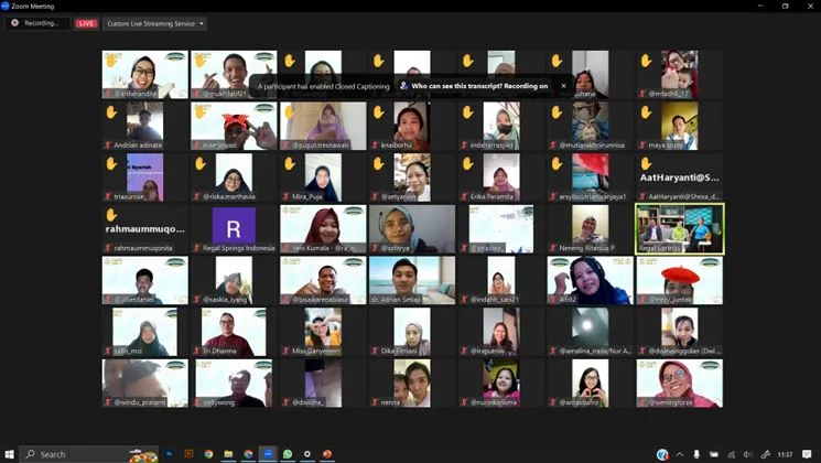 Suasana webinar tentang manfaat ikan, termasuk tilapia, yang diselenggarakan Regal Springs Indonesia. (Foto tangkapan layar). (DETAIL/ist)