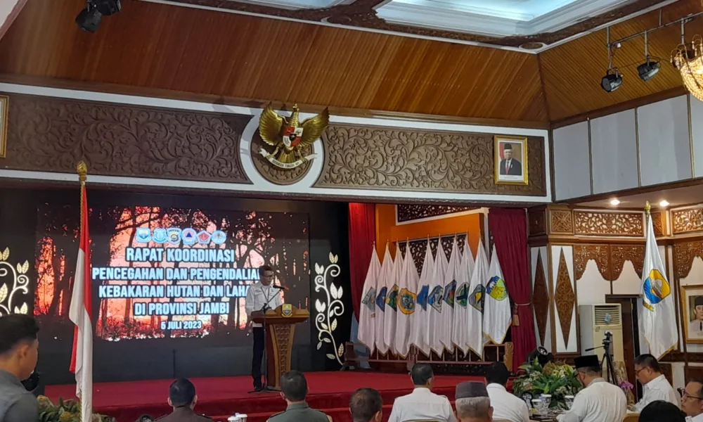 Laporan panitia kegiatan Rakor Karhutla di Provinsi Jambi. (DETAIL/Juan)