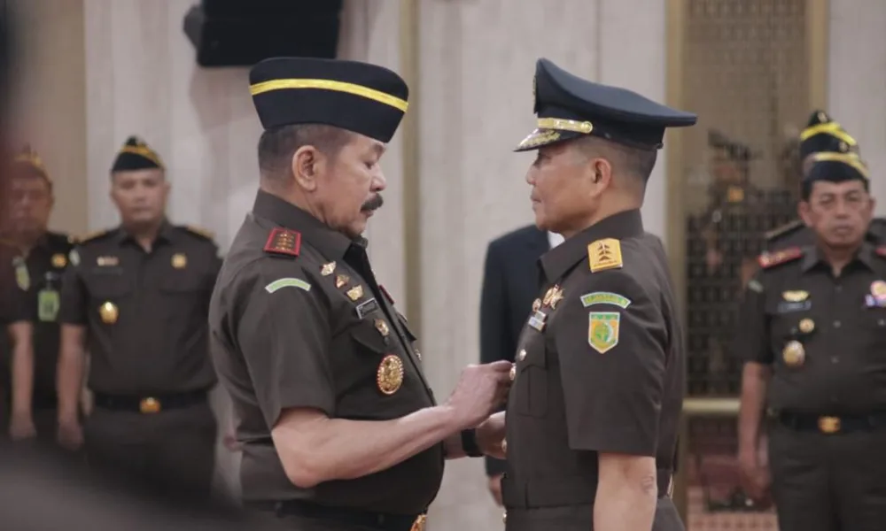 Proses pelantikan Jaksa Agung Muda Pidana Militer di Jakarta, Rabu 12 Juli 2023. (DETAIL/ist)