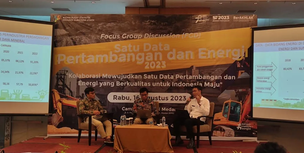 FGD Satu Data Pertambangan dan Energi 2023, di Cambridge Hotel, Medan, Rabu 16 Agustus 2023.