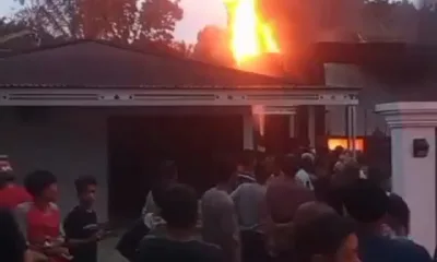 Gudang minyak ilegal yang terbakar di Sungai Ulak Bangko. (DETAIL/ist)