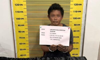 Bandar narkoba yang masuk DPO berhasil di bekuk saat bersembunyi di kebun karet. (DETAIL/ist)