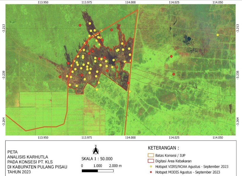 Analisis titik api (hotspot) di lahan PT KLS.