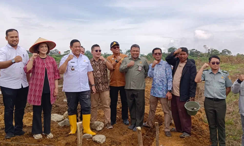 Proses penyerahan 100.000 batang kopi ke para petani dari 30 Poktan di Desa Parbuluan V di Kabupaten Dairi, Sumut.