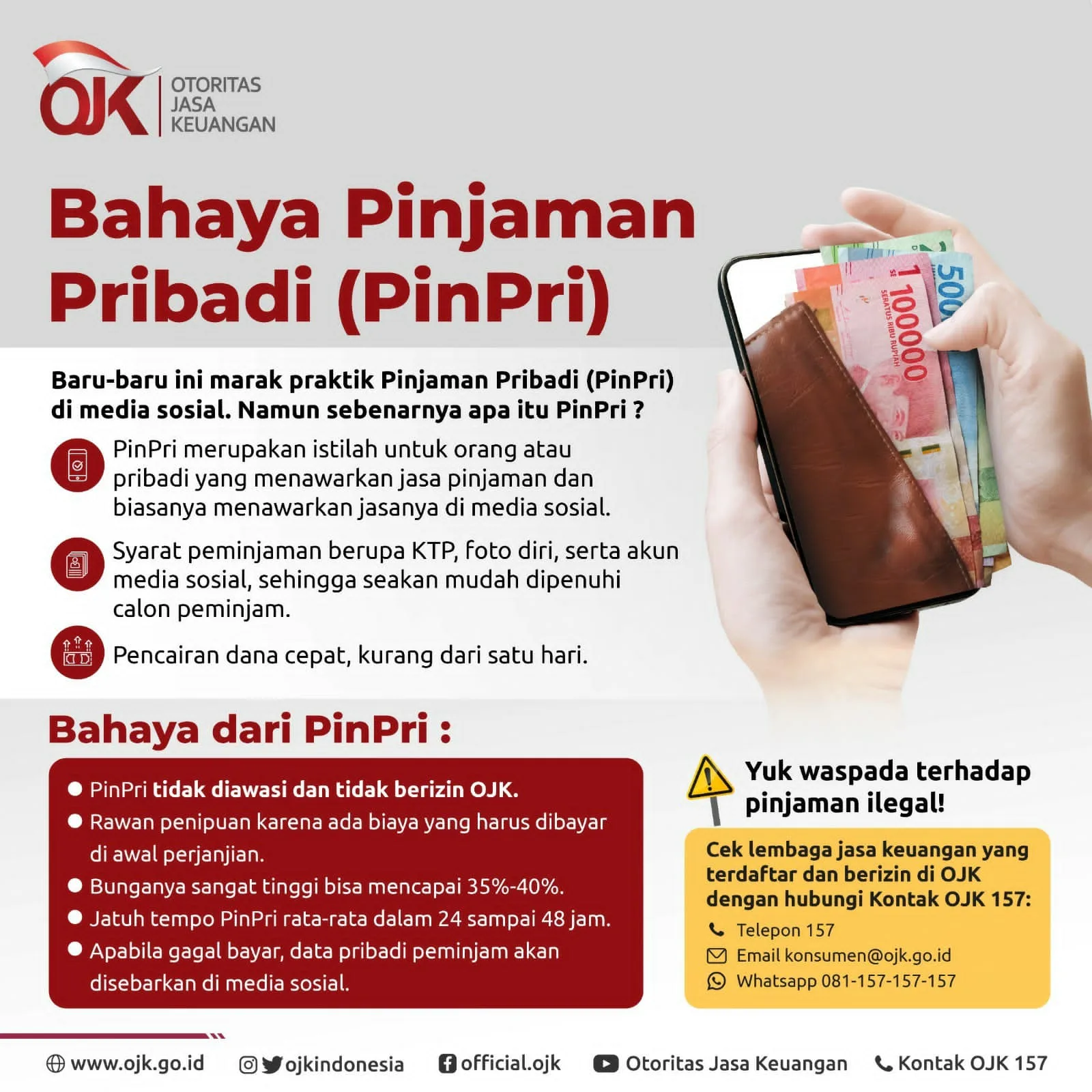 Edukasi dari Satgas PASTI OJK terhadap bahaya pinjol dan pinpri ilegal.