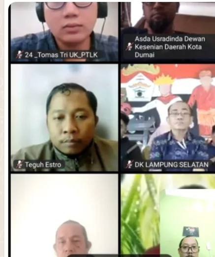 Para Ketua Dewan Kesenian se-Indonesia saat Pra Munas via daring. (DETAIL/Daryanto)