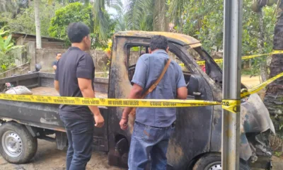 Mobil milik Deden, salah satu caleg PPP yang dibakar orang tidak dikenal. (DETAIL/ist)