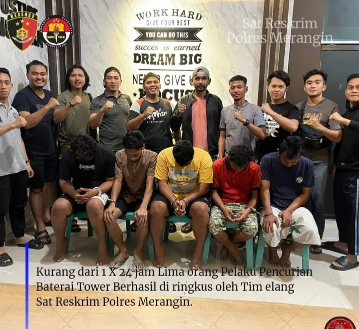 Komplotan pencuri baterai tower Telkomsel, ternyata adalah teknisi Telkomsel. (DETAIL/ist)