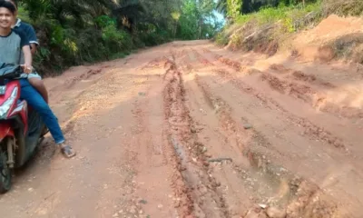 Salah satu ruas jalan yang belum diaspal di salah satu kecamatan di Pamenang Selatan. (DETAIL/Daryanto)