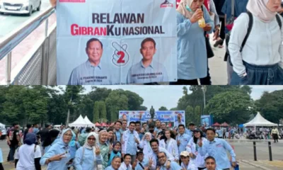 Ketua Relawan GibranKu Jambi, Charles Pudan Panggabean (atas) dan GibranKu Jambi di GBK. (DETAIL/ist)