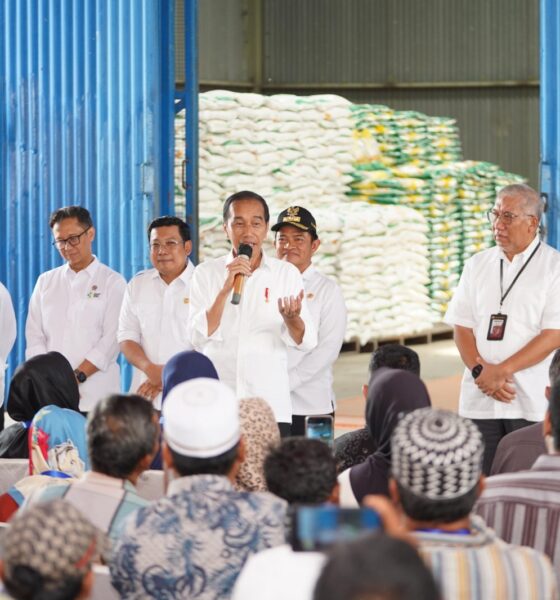 Presiden Jokowi salurkan beras BULOG ke masyarakat di Kabupaten Labuhanbatu, kemarin.