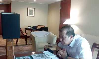 Pj Bupati Merangin, Mukti Said saat mengikuti zoom meeting dengan Kemendagri. (DETAIL/ist)