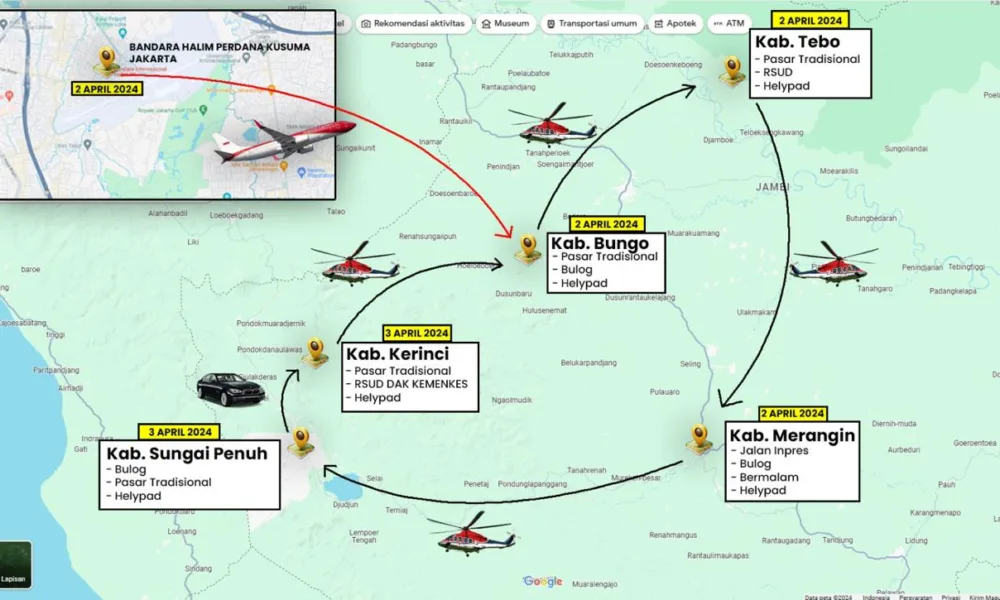 Skema kunjungan Presiden Jokowi di Provinsi Jambi. (DETAIL/ist)