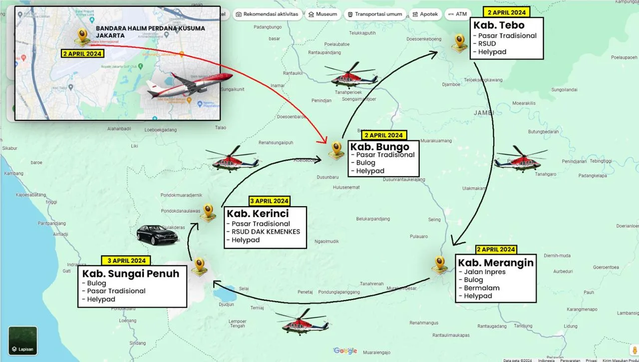 Skema kunjungan Presiden Jokowi di Provinsi Jambi. (DETAIL/ist)