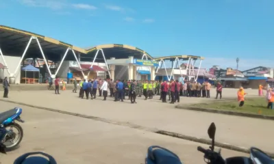 Apel pasukan jelang kunjungan Presiden Jokowi di pasar rakyat Bangko, sejumlah ruas jalan di perbaiki. (DETAIL/Daryanto)