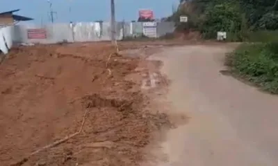 Jalan dekat areal tambang HSBB beberapa waktu lalu. (DETAIL/ist)