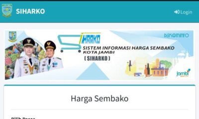 Ilustrasi aplikasi Sistem Informasi Harga Sembako Kota Jambi (Siharko). (Ist)