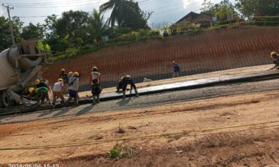 Pekerjaan proyek jalan tol trans sumatera seksi 3 Bayung Lencir - Tempino. (DETAIL/Juan)