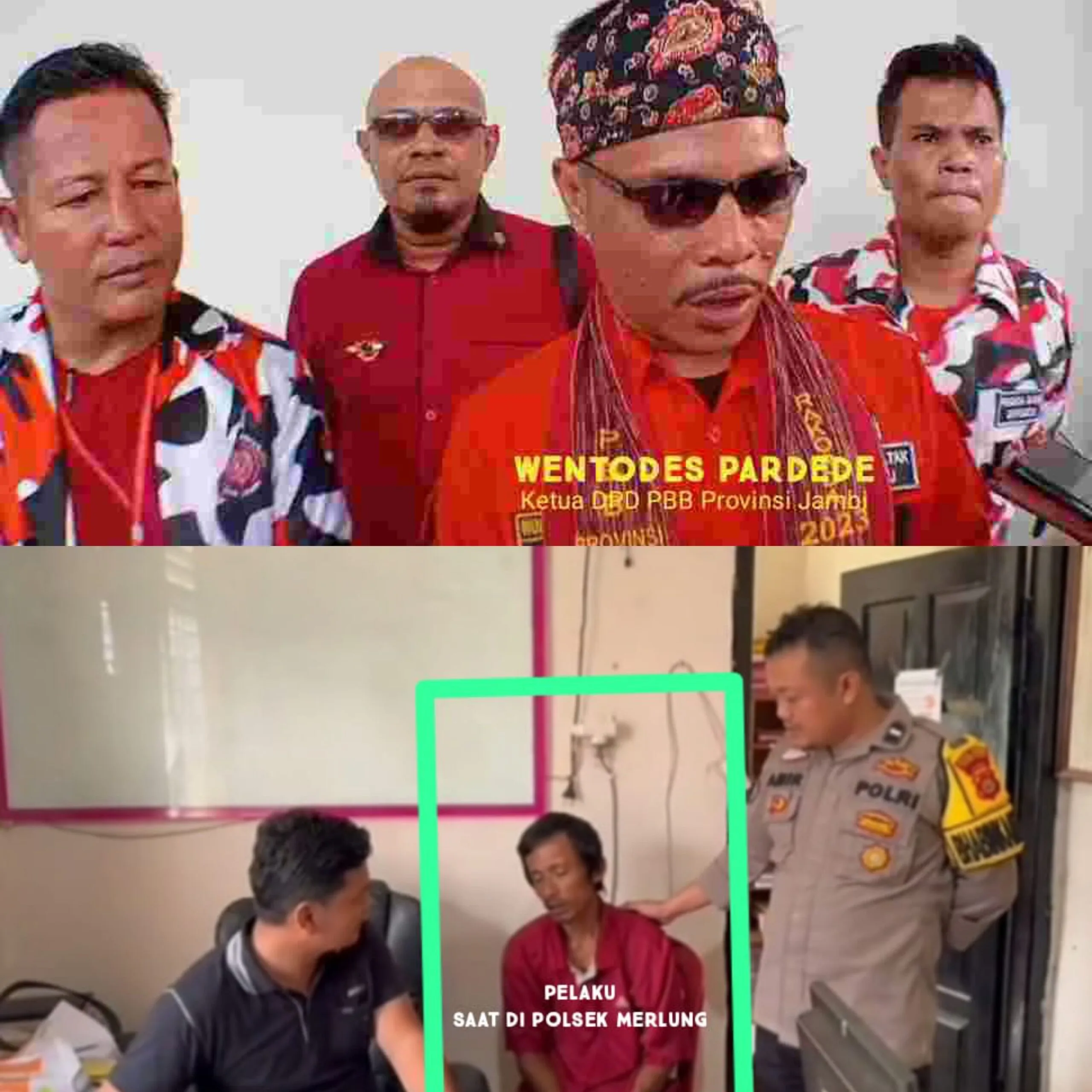 Wintodes Pardede (atas) dan Pelaku saat di Polsek Merlung. (ist)