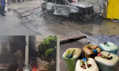 Mobil pelansir BBM terbakar di Kota Jambi. (ist)