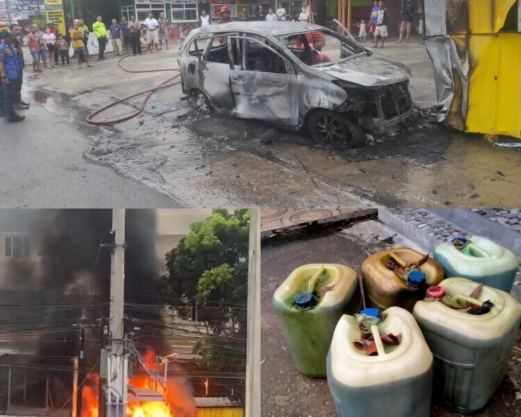 Mobil pelansir BBM terbakar di Kota Jambi. (ist)