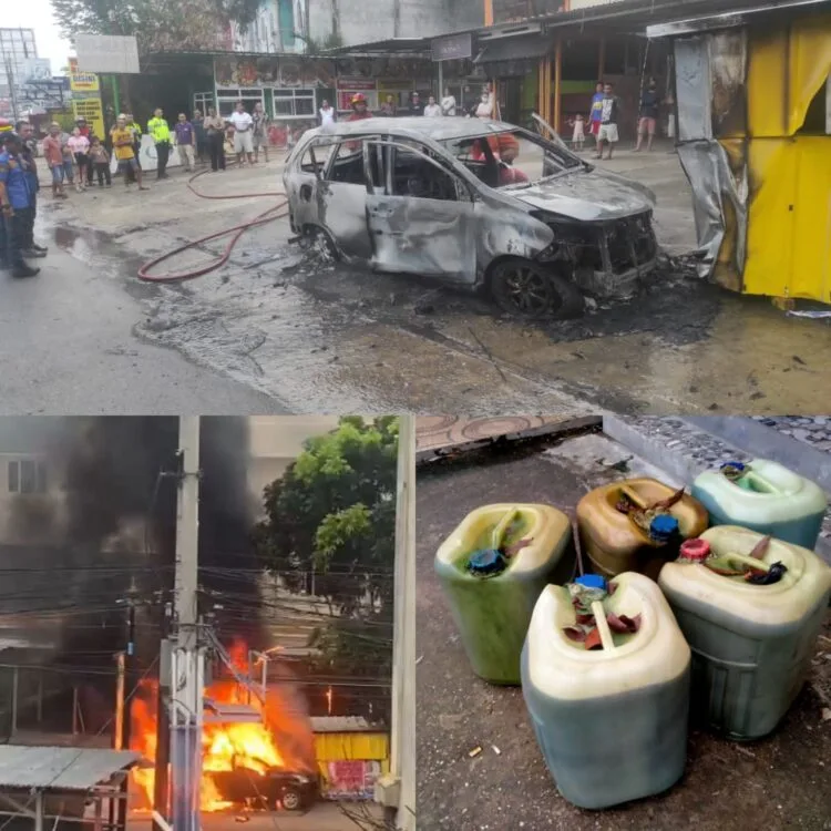 Mobil pelansir BBM terbakar di Kota Jambi. (ist)