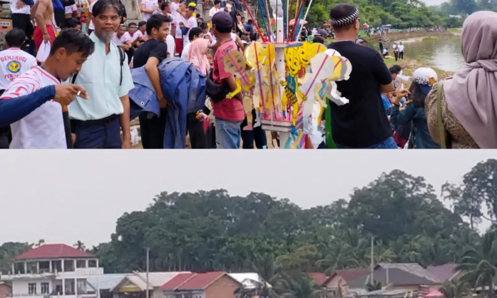 Suasana kawasan danau sipin dalam rangka lomba pacu perahu dan ketek hias. (DETAIL/Jorgi)
