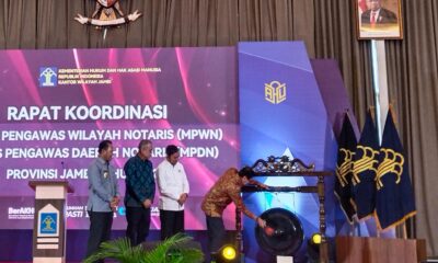 Menteri Hukum dan HAM, Yasonna Laoly membuka secara resmi rapat koordinasi MPWN dan MPDN Provinsi Jambi. (DETAIL/Jorgi)