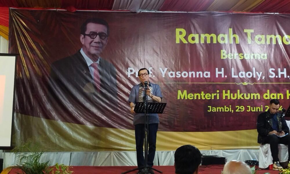 Yasonna Laoly saat memberi sambutan (DETAIL/Jorgi)