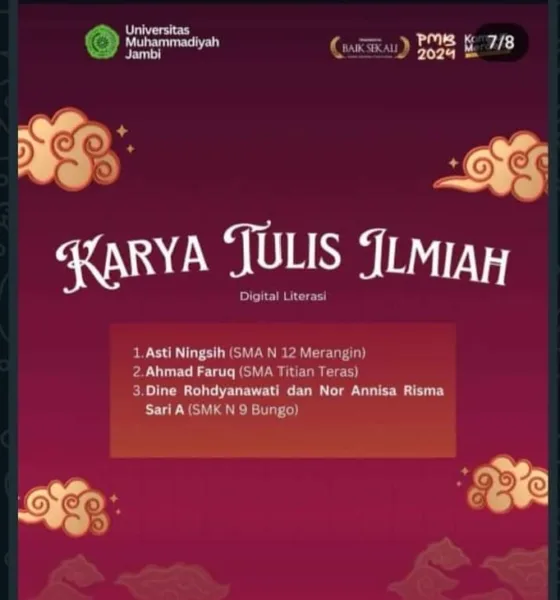 Pamflet para pemenang lomba LKTI, Universitas Muhammadiyah Jambi.(DETAIL/ist)
