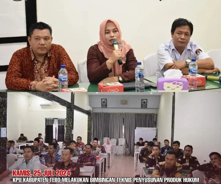 Ketua KPU Tebo, Atiul Fuadiah saat membuka Bintek. (DETAIL/ist)