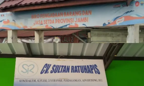 Ilistrasi tampak depan (Gapura Biro PBJ Prov Jambi) dan CV Sultan Ratuhapis. (ist)