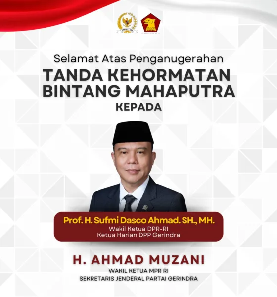 Wakil Ketua DPR RI Prof. Dr. Ir. H Sufmi Ahmad Dasco, SH, MH. (ist)
