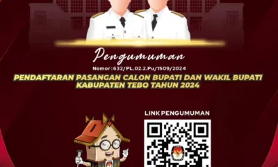 Pamflet pengumuman calon kepala daerah Tebo. (ist)