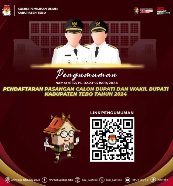 Pamflet pengumuman calon kepala daerah Tebo. (ist)
