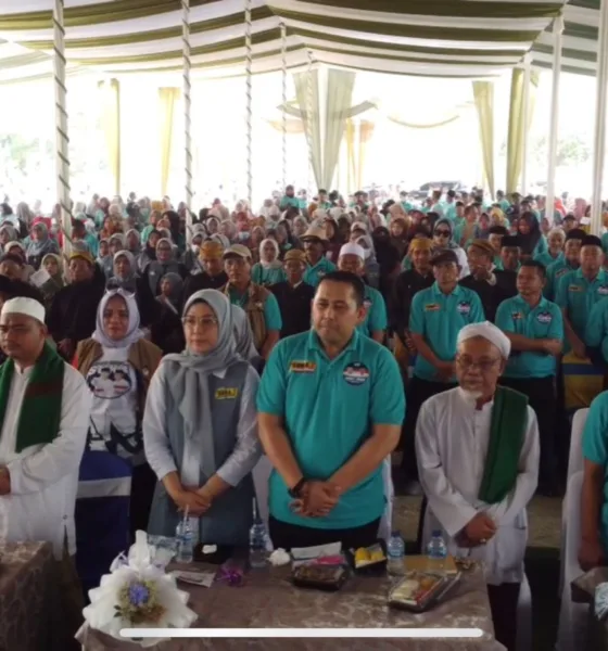 Ribuan massa hadiri pelantikan tim sukses Syukur-Khafied. (DETAIL/ist)