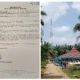 Surat pernyataan dan tower BTS yang berdiri di Dusun Rawasari. (DETAIL/Daryanto)