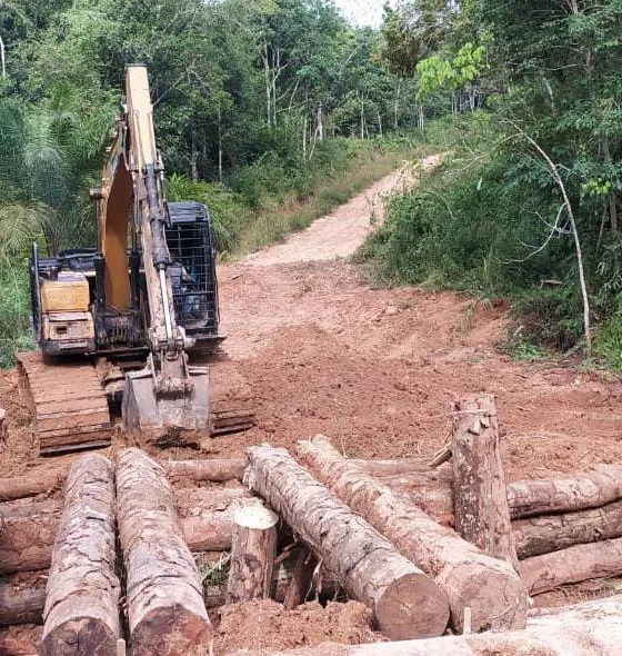 Satgas TMMD saat mengerjakan perbaikan jembatan kayu. (DETAIL/Daryanto)