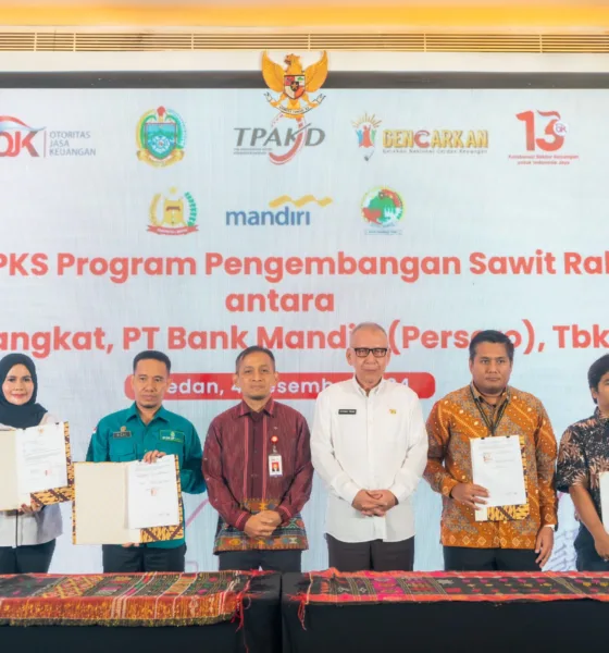 OJK Sumut menggelar penguatan kapasitas TPAKD sekaligus penandatanganan kerjasama untuk penguatan perkebunan kelapa sawit rakyat, Kamis, 5 Desember 2024. (ist)