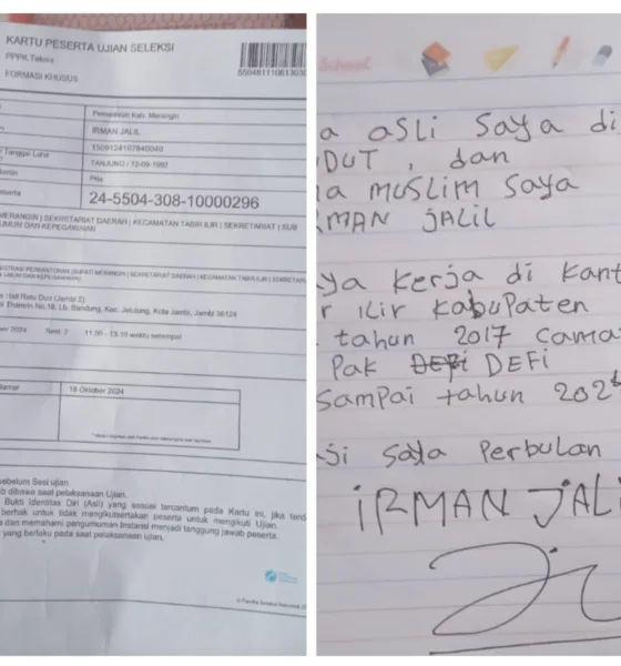 Basudut si anak Rimba berjuang ikut tes pada formasi khusus, berharap bisa lolos menjadi pegawai PPPK. (DETAIL/Daryanto)