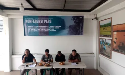 Walhi Jambi dan masyarakat Desa Pemayungan menggelar konferensi pers pada Rabu, 11 Desember 2024. (DETAIL/Jogi)