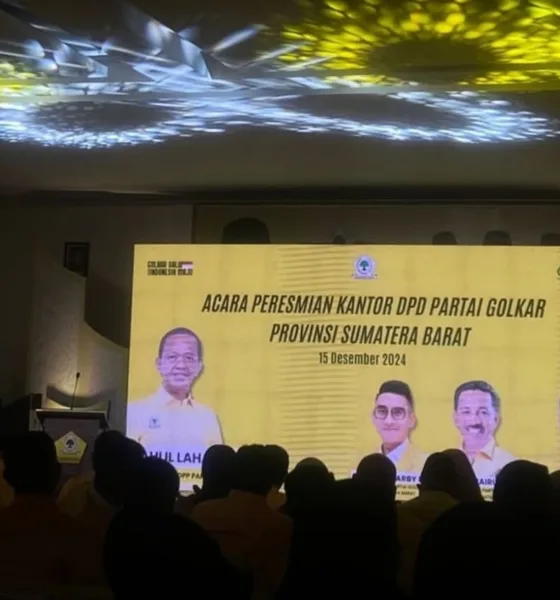Bahlil Lahadalia, meresmikan kantor baru DPD Partai Golkar Sumatera Barat (Sumbar) pada Minggu, 15 Desember 2024. (DETAIL/Arif)