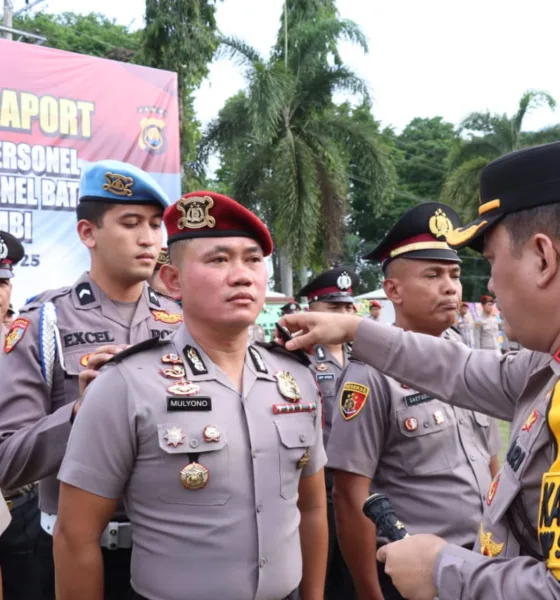 Kasatreskrim Polres Merangin Iptu Mulyono sat mendapatkan kenaikan pangkat satu tingkat lebih tinggi menjadi AKP. (ist)