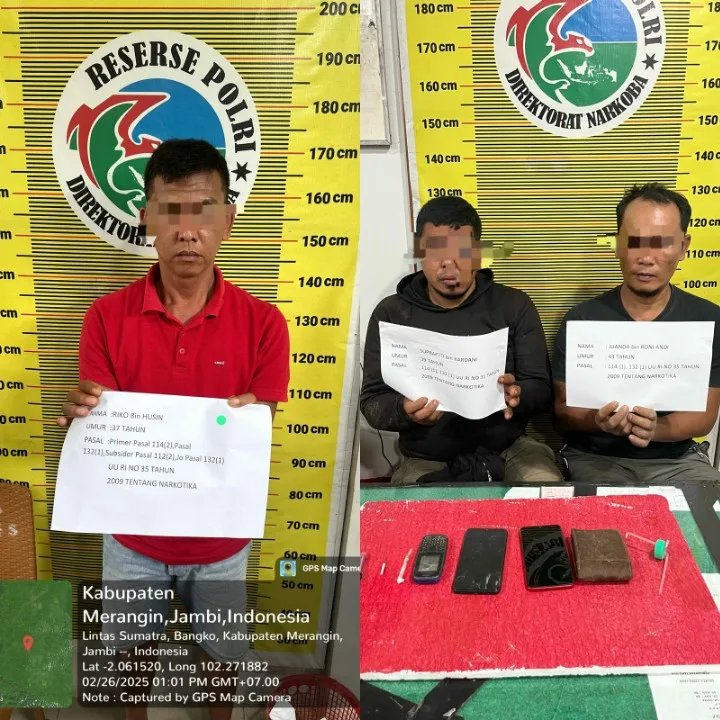 Tiga pelaku narkoba usai diamankan polisi. (ist)
