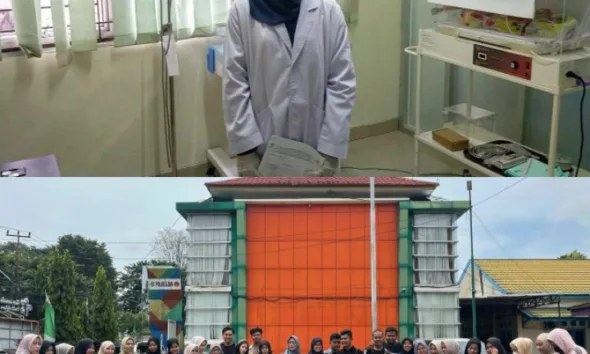 Kurniah saat perkuliahan di Poltekkes Kemenkes Jambi, dan saat magang di RS Hasan Sadikin, Bandung. (ist)